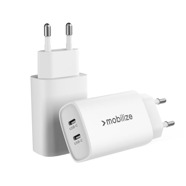 Mobilize Wall Charger 2X Usb-C Gan 45W With Pd/Pps White