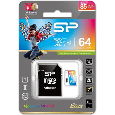 Silicon Power Elite Micro Sdhc Incl. Sd Adapter 64Gb Uhs-1 Class 10 Color